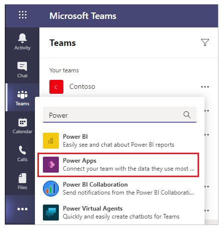 Installing the PowerApps personal app in Microsoft Teams